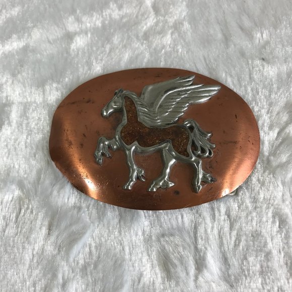 Vintage nickel silver bell belt buckle copper main image 9